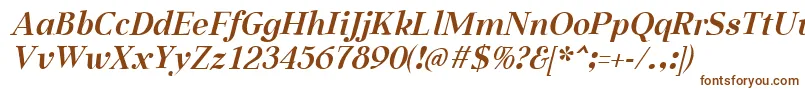 AabcedBoldItalic-fontti – ruskeat fontit valkoisella taustalla