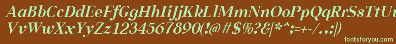 Шрифт AabcedBoldItalic – зелёные шрифты на коричневом фоне