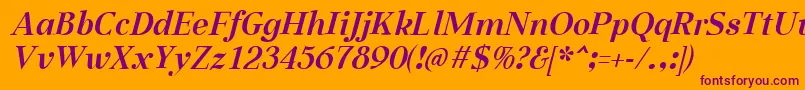 AabcedBoldItalic-Schriftart – Violette Schriften auf orangefarbenem Hintergrund