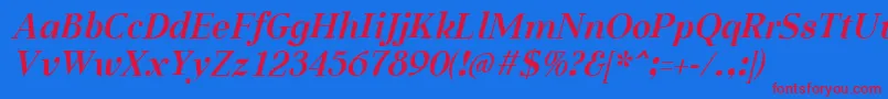 フォントAabcedBoldItalic – 赤い文字の青い背景
