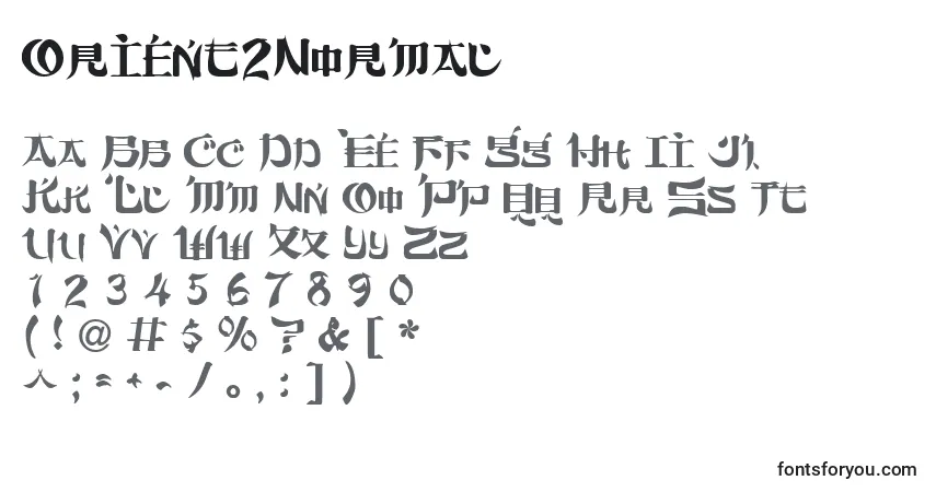 Czcionka Orient2Normal – alfabet, cyfry, specjalne znaki