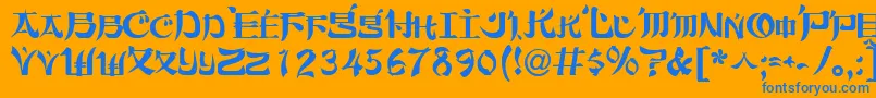 フォントOrient2Normal – オレンジの背景に青い文字