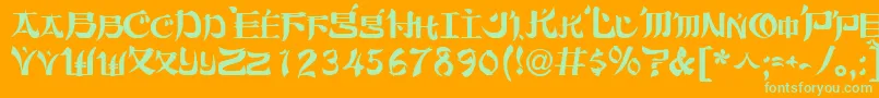 Orient2Normal-Schriftart – Grüne Schriften auf orangefarbenem Hintergrund