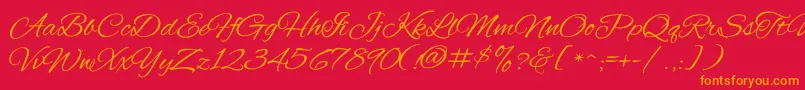 AlexbrushRegular Font – Orange Fonts on Red Background