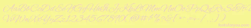 AlexbrushRegular-Schriftart – Rosa Schriften auf gelbem Hintergrund