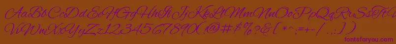 AlexbrushRegular-Schriftart – Violette Schriften auf braunem Hintergrund