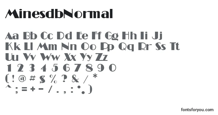 Czcionka MinesdbNormal – alfabet, cyfry, specjalne znaki