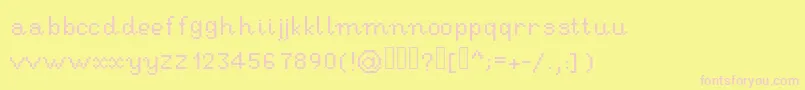 RseHandwritingpixel-fontti – vaaleanpunaiset fontit keltaisella taustalla