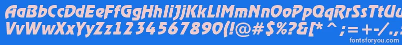 ARewinderBolditalic Font – Pink Fonts on Blue Background