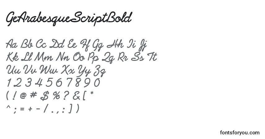 A fonte GeArabesqueScriptBold – alfabeto, números, caracteres especiais