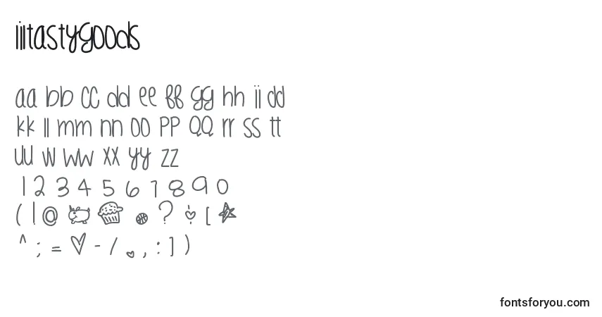 Schriftart Liltastygoods – Alphabet, Zahlen, spezielle Symbole