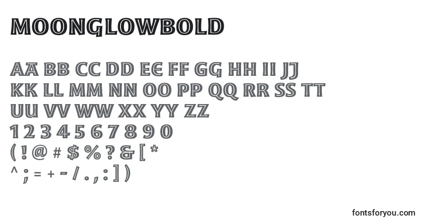 Schriftart MoonglowBold – Alphabet, Zahlen, spezielle Symbole