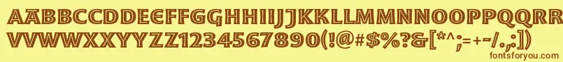 フォントMoonglowBold – 茶色の文字が黄色の背景にあります。