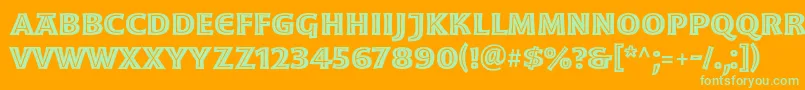 MoonglowBold-Schriftart – Grüne Schriften auf orangefarbenem Hintergrund