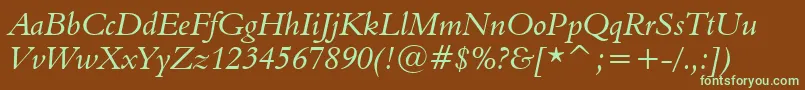 Aldine401ItalicBt-fontti – vihreät fontit ruskealla taustalla