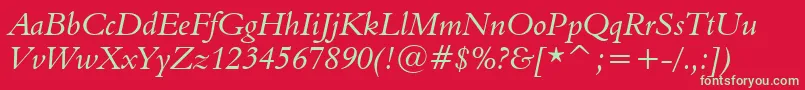 Aldine401ItalicBt Font – Green Fonts on Red Background