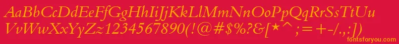 Aldine401ItalicBt Font – Orange Fonts on Red Background