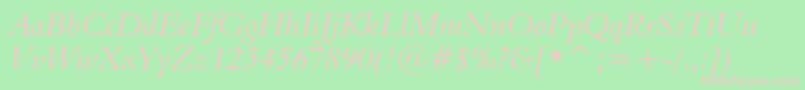 Aldine401ItalicBt-fontti – vaaleanpunaiset fontit vihreällä taustalla