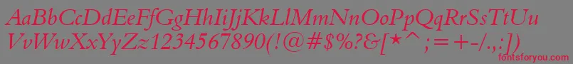 フォントAldine401ItalicBt – 赤い文字の灰色の背景