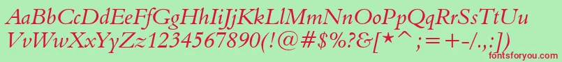 Aldine401ItalicBt Font – Red Fonts on Green Background