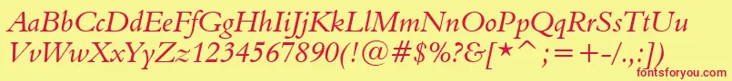 Aldine401ItalicBt-fontti – punaiset fontit keltaisella taustalla