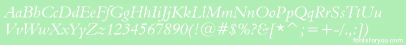 フォントAldine401ItalicBt – 緑の背景に白い文字