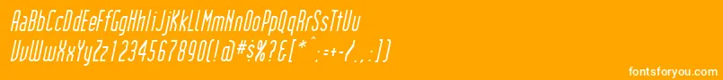 フォントInstitutionItalic – オレンジの背景に白い文字