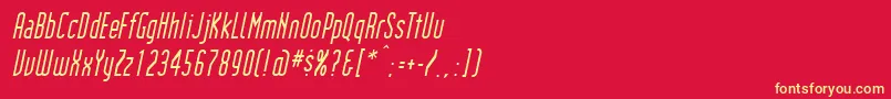 フォントInstitutionItalic – 黄色の文字、赤い背景