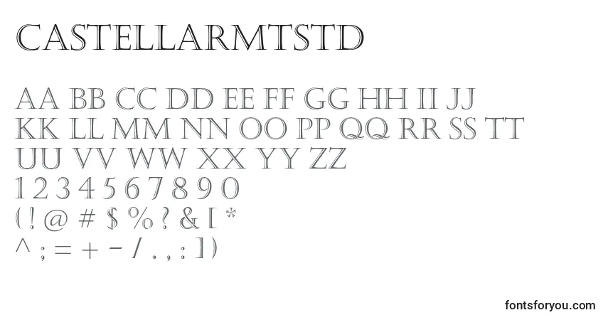 A fonte Castellarmtstd – alfabeto, números, caracteres especiais