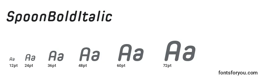 SpoonBoldItalic Font Sizes