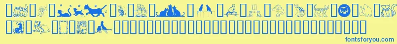 KarensKitties Font – Blue Fonts on Yellow Background