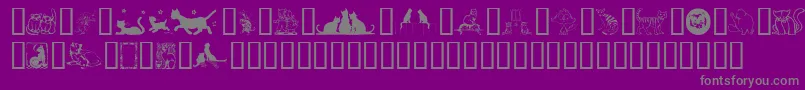 KarensKitties-Schriftart – Graue Schriften auf violettem Hintergrund