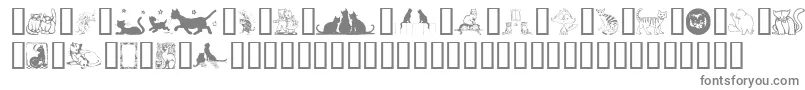 KarensKitties-fontti – harmaat kirjasimet valkoisella taustalla