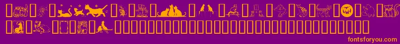 KarensKitties Font – Orange Fonts on Purple Background