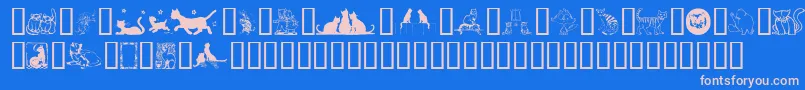 KarensKitties Font – Pink Fonts on Blue Background