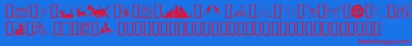 KarensKitties Font – Red Fonts on Blue Background