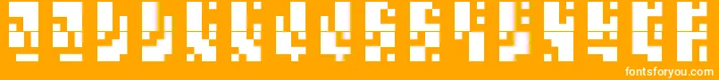 Microfuture-Schriftart – Weiße Schriften auf orangefarbenem Hintergrund