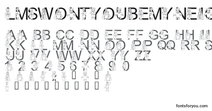 Czcionka LmsWontYouBeMyNeighbor – alfabet, cyfry, specjalne znaki