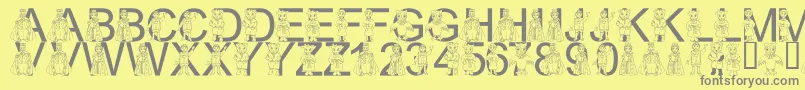 LmsWontYouBeMyNeighbor Font – Gray Fonts on Yellow Background