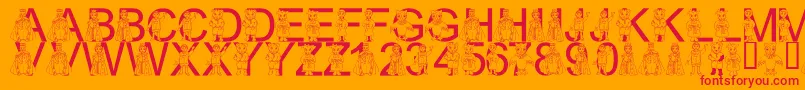 LmsWontYouBeMyNeighbor Font – Red Fonts on Orange Background