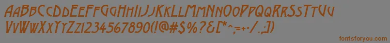 AModernocapsItalic-Schriftart – Braune Schriften auf grauem Hintergrund