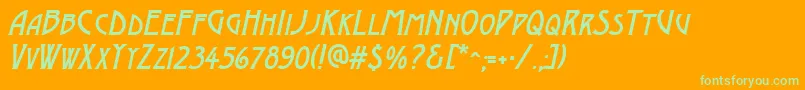 AModernocapsItalic Font – Green Fonts on Orange Background