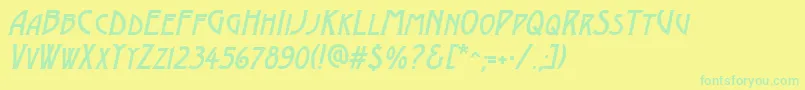 AModernocapsItalic Font – Green Fonts on Yellow Background