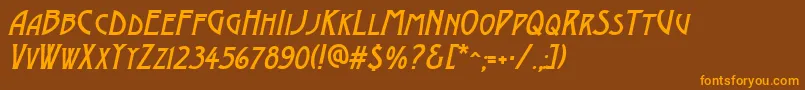 AModernocapsItalic Font – Orange Fonts on Brown Background