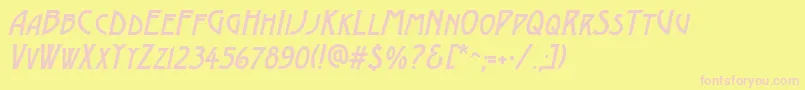 AModernocapsItalic Font – Pink Fonts on Yellow Background
