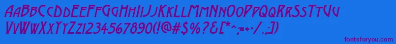 AModernocapsItalic Font – Purple Fonts on Blue Background