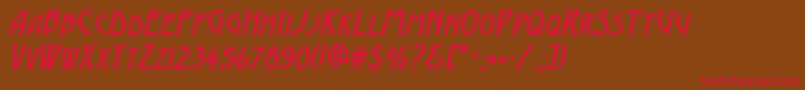 AModernocapsItalic Font – Red Fonts on Brown Background