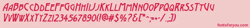 AModernocapsItalic-Schriftart – Rote Schriften auf rosa Hintergrund