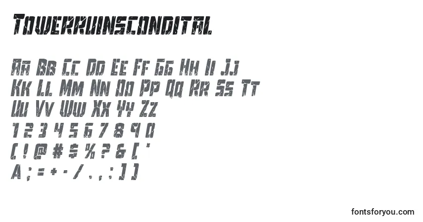 Towerruinscondital-fontti – aakkoset, numerot, erikoismerkit