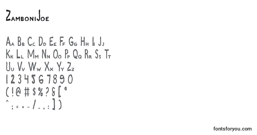 ZamboniJoeフォント–アルファベット、数字、特殊文字